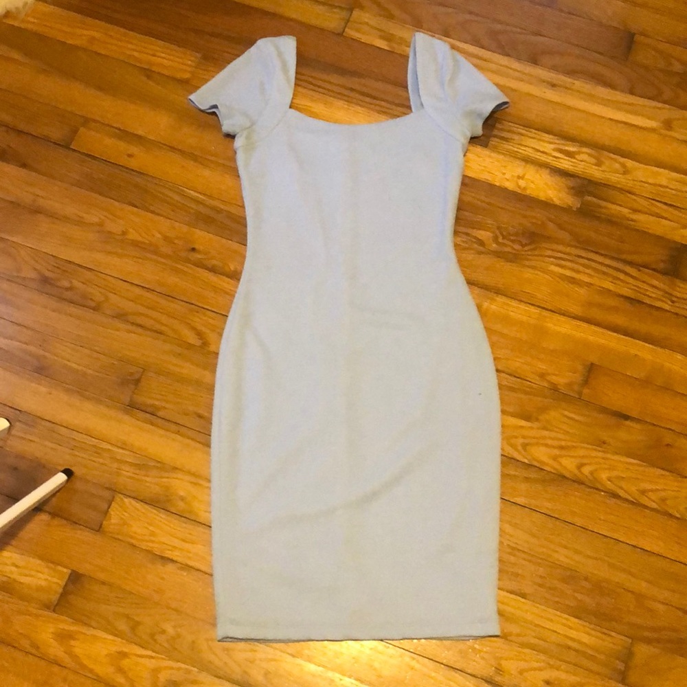 Baby blue body con cap sleeve Dress